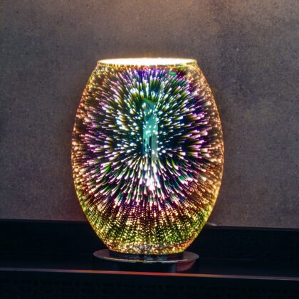 Holographic Chrome Touch Table Lamp 25W E14 Endon Stellar 74940