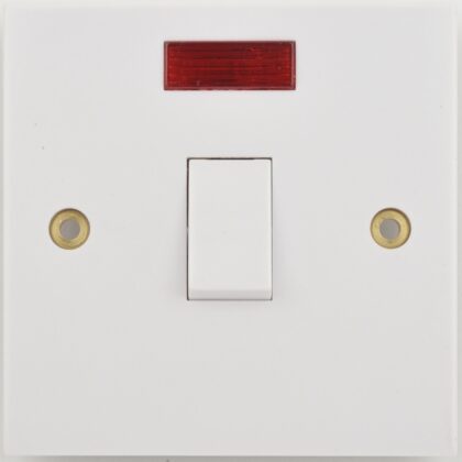 20 Amp Single 1 Gang Double Pole Switch with Neon White GET Schneider