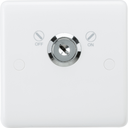 White Curved Edge Single 1 Gang 20A Key Lockable Switch