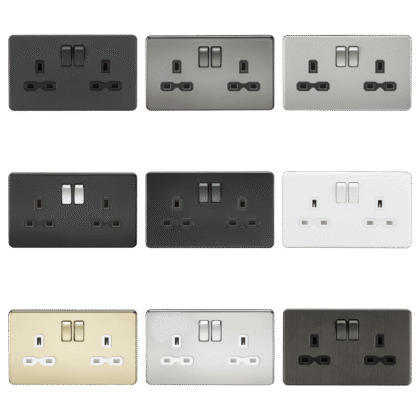 13A Double Gang DP Switched Plug Socket Screwless Knightsbridge