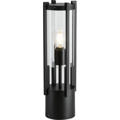 Outdoor Cylinder Pedestal Light Fitting 500mm 15W E27 Black Knightsbridge