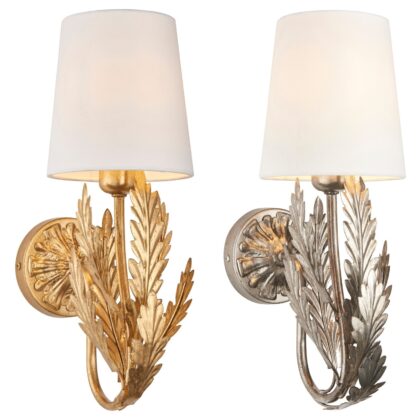 Ornate Leaf Single Wall Light 6W E14 Endon Delphine