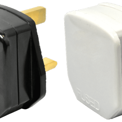 2 X 3A or 13A Fused UK Mains 3 Pin Plug Top Black or White (ONE PAIR)