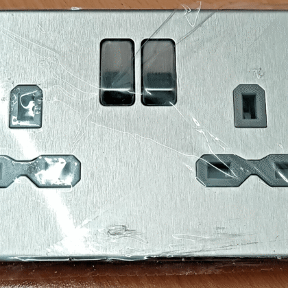 13 Amp Double 2 Gang Double Pole Switched Plug Socket Brushed Chrome FPR9000BCG