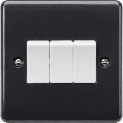 10AX Triple Gang 2 Way Plate Switch Part M Compliant Anthracite