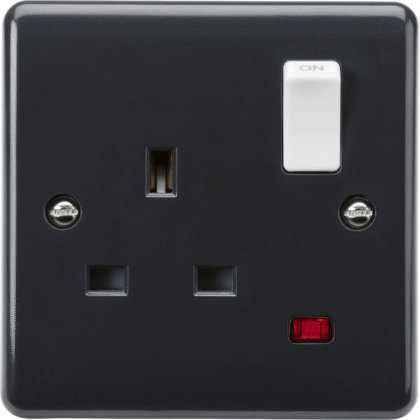 13A Single Gang DP Switched Plug Socket with Neon Part M Compliant Anthracite