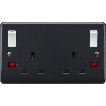 13A Double Gang DP Switched Plug Socket with Neon Part M Compliant Anthracite