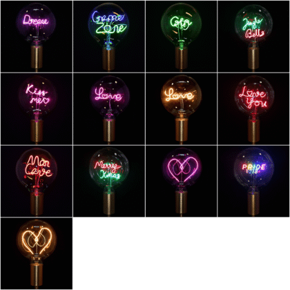 LED Neon Text Bulb 4W E27 Upright Dream Pride Man Cave Game Zone Love Kiss Me