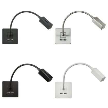 LED Dimmable Bedside Reading Wall Light with Dual USB Charger Knightsbridge