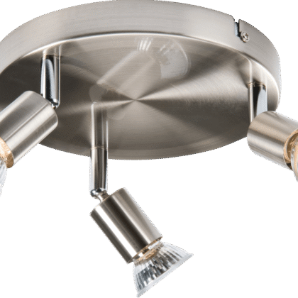 Triple Indoor Wall or Ceiling Spotlight 50W GU10 Brushed Chrome Knightsbridge