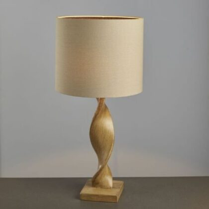 Table Lamp Endon Abia Oak Effect Resin & Natural Linen  95455