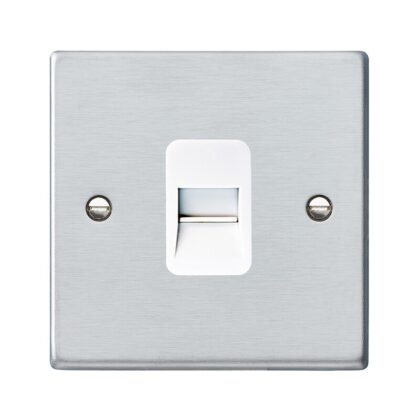Single Gang Telephone Master Socket Satin Chrome Hamilton Hartland 76TCMW