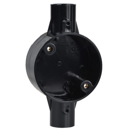 2 Way Through Box for 20mm Electric Conduit PVC Black Schneider Mita 20CJB3B