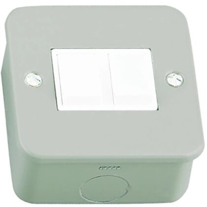 Newlec Switch Plate 2 Gang 2 Way 10A Metalclad with Backbox