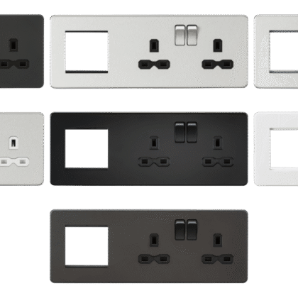 13A 2 Gang Switched Socket with 2 Euro Data Module Slots Knightsbridge SFR192R