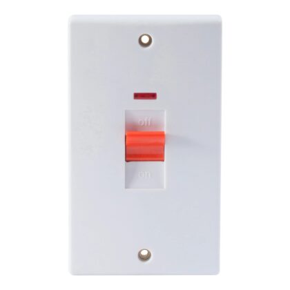 NEWLEC  Double Pole Vertical Square Edge 2 Gang 45A cooker shower  NLSL8345/2N