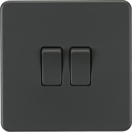 Knightsbridge Screwless Flat Plate 10AX 2G 2-Way Switch - Anthracite