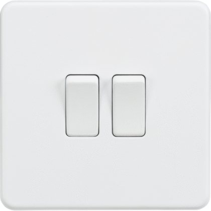 Knightsbridge Screwless Flat Plate 10AX 2G 2-Way Switch - Matt White