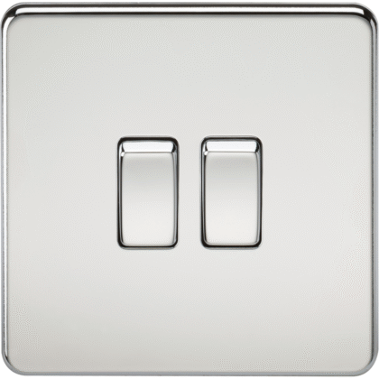 Knightsbridge Screwless Flat Plate 10AX 2G 2-Way Switch - Polished Chrome