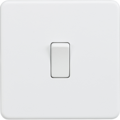 Knightsbridge Screwless Flat Plate 10AX 1G Intermediate Switch - Matt White