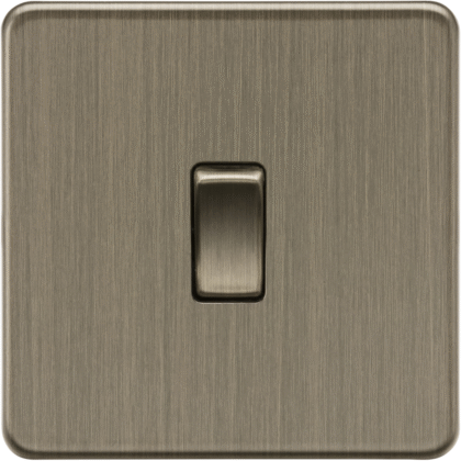 Knightsbridge Screwless Flat Plate 10AX 1G Intermediate Switch - Antique Brass