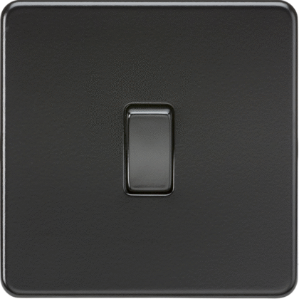 Knightsbridge Screwless Flat Plate 10AX 1G Intermediate Switch - Matt Black