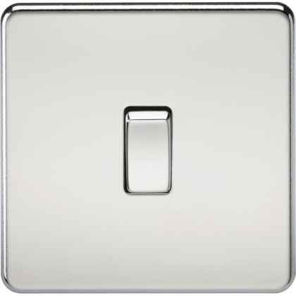 Knightsbridge Screwless Flat Plate 10AX 1G Intermediate Switch - Polished Chrome