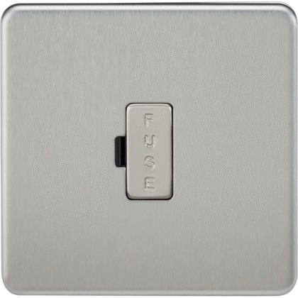 Knightsbridge Screwless Flat Plate 13A Fused Spur Unit - Brushed Chrome