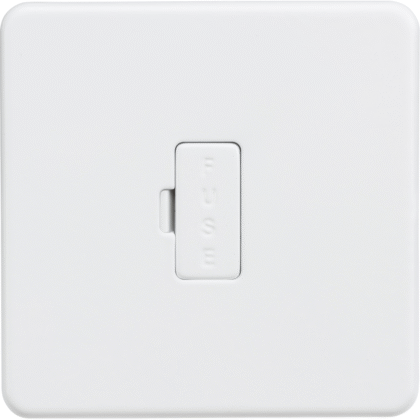 Knightsbridge Screwless Flat Plate 13A Fused Spur Unit - Matt White