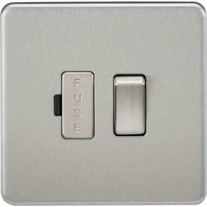 Knightsbridge Screwless Flat Plate 13A Switched Fused Spur Unit - Brushed Chrome