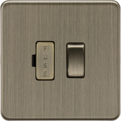 Knightsbridge Screwless Flat Plate 13A Switched Fused Spur Unit - Antique Brass