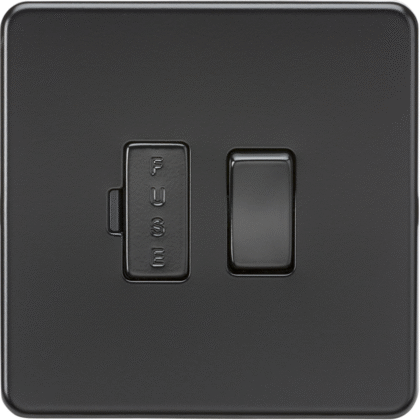 Knightsbridge Screwless Flat Plate 13A Switched Fused Spur Unit - Matt Black