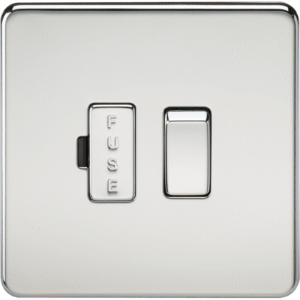 Knightsbridge Screwless Flat Plate 13A Switched Fused Spur - Polished Chrome