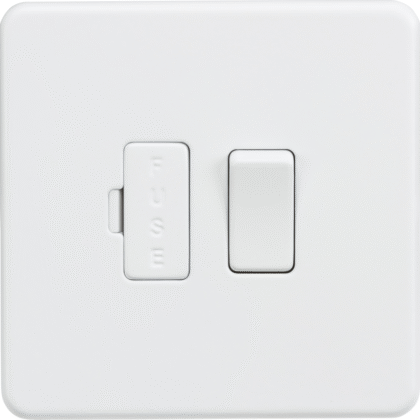 Knightsbridge Screwless Flat Plate 13A Switched Fused Spur Unit - Matt White