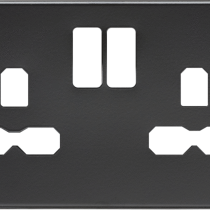 Matt Black Front Plate for Knightsbridge Screwless 13A 2G DP Switched Socket