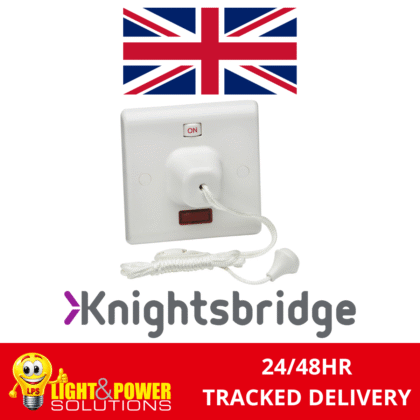 Knightsbridge 45A DP Ceiling Pull Cord Switch with Neon and Mechanical On/Off