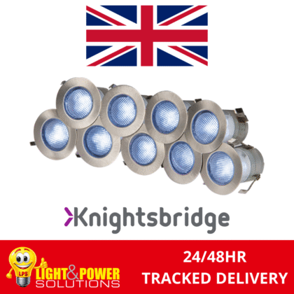 Knightsbridge IP65 Outdoor LED Decking Step Lights 10x 0.2W Blue Kit