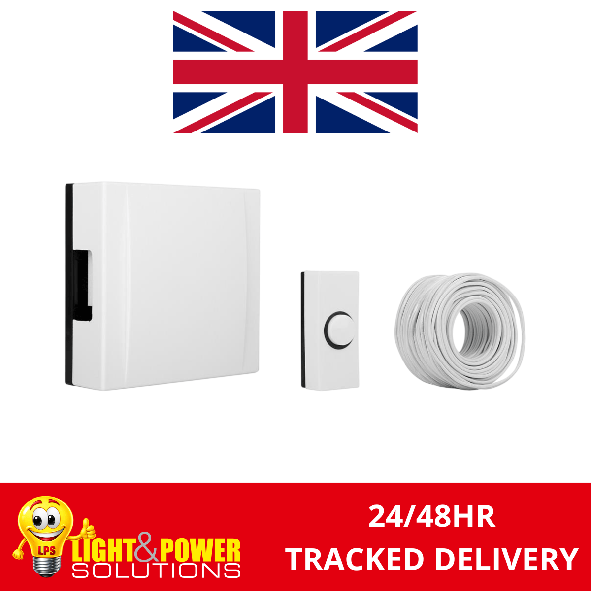 Byron Wired Doorbell Chime Push and Cable Set DBW-24040
