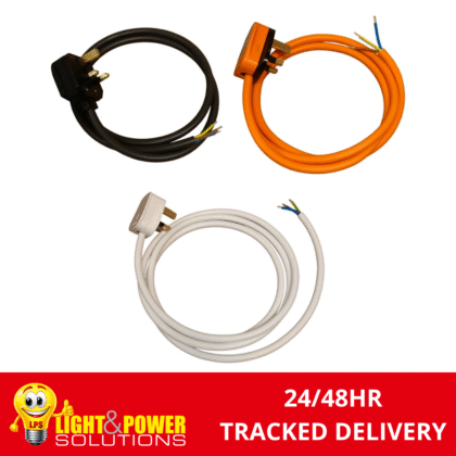 Pre Wired 1.5mm 3 Core Flex Cable and UK Mains Plug Lead Rewire Kit