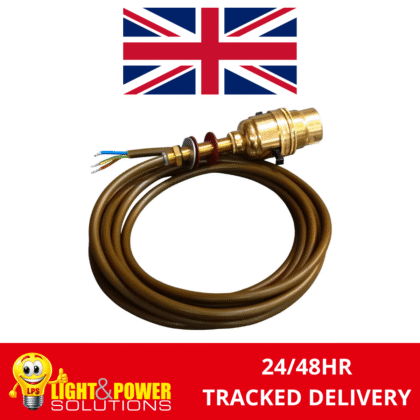 Brass Pre-Wired Table Lamp Rewire Kit Safety Switched 2.5m Gold Flex