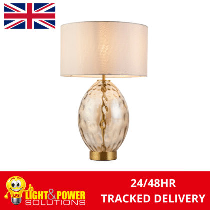 Dimpled Glass Satin Brass Touch Table Lamp with Shade