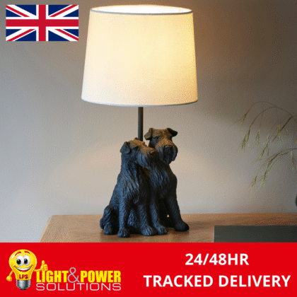 Black Schnauzer Dog Animal Pet Resin Table Desk Lamp