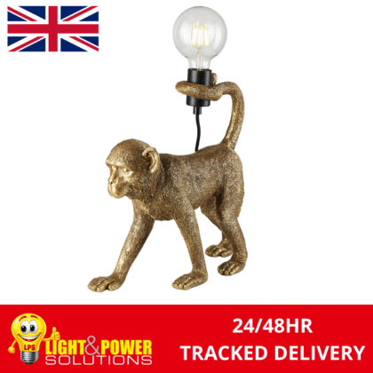 Gold Capuchin Monkey Zoo Animal Resin Table Desk Lamp