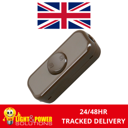 Large Inline Cord Switch for Table Lamps 10A 3 Core Brown Torpedo