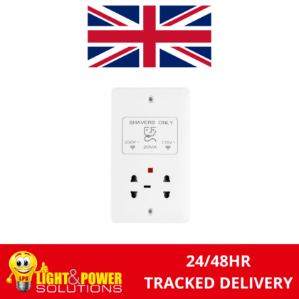 Slim Line Bathroom Shaver Socket 115-230V Arlec 7300GB