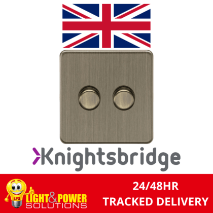 Knightsbridge Screwless 2G 2-way 5-150W LED Intelligent Dimmer - Antique Brass