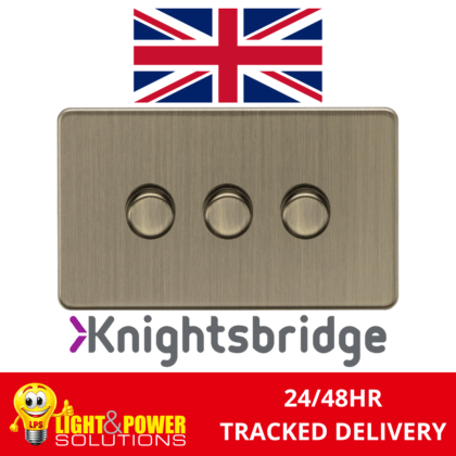 Knightsbridge Screwless 3G 2-way 5-150W LED Intelligent Dimmer - Antique Brass