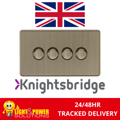 Knightsbridge Screwless 4G 2-way 5-150W LED Intelligent Dimmer - Antique Brass