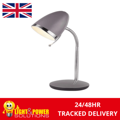 Grey and Chrome Metal Desk Table Lamp Searchlight Boston