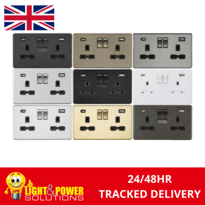 Knightsbridge Screwless 13A 2G SP Switched Socket with dual USB C+A 5V DC 4.0A